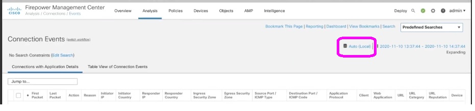 Location of the data source selector on the page