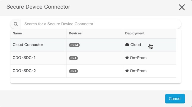 choose from list of secure device connectors